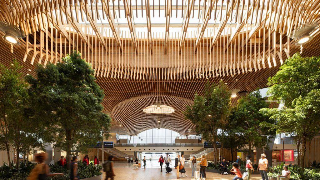 PDX Airport, Flughafen Portland, Holzdach, ZGF Architects, Oregon