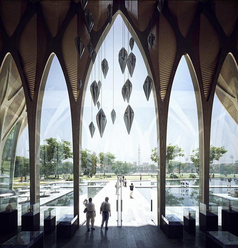 Foyer, Sleuk Rith Institut, Kambodscha, Phnom Penh, Zaha Hadid Architects