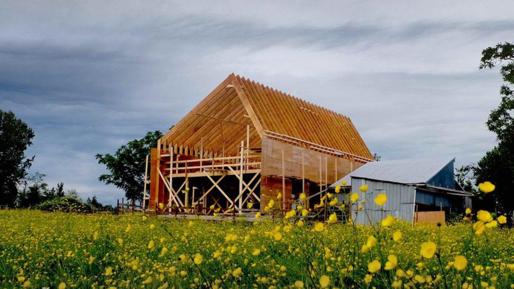 Swallowfield Barn im Aufbau