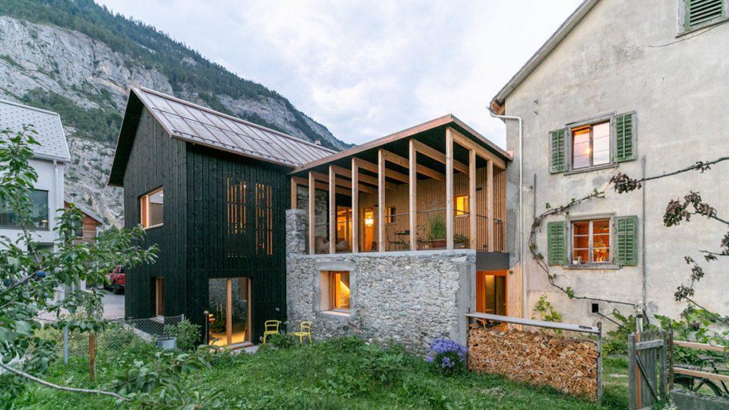 Hof & Hist; Haus Diethelm; Felsberg, Graubünden, Schweiz; Modunita architects sa, Martin Pinggera; Südwestfassade