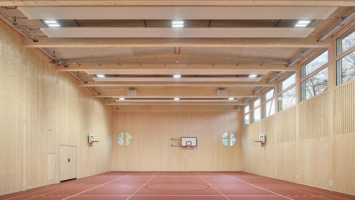 Temporäre Sporthalle Enge, Schweiz, Pool Architekten, Blumer Lehmann, Kanton Zürich, Holzbau
