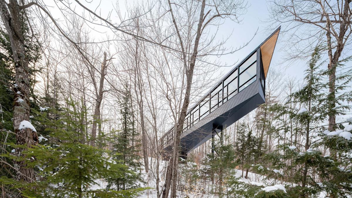 m.o.r.e Cabin; Kanada; Kariouk Architects; Winter; CLT-Konstruktion