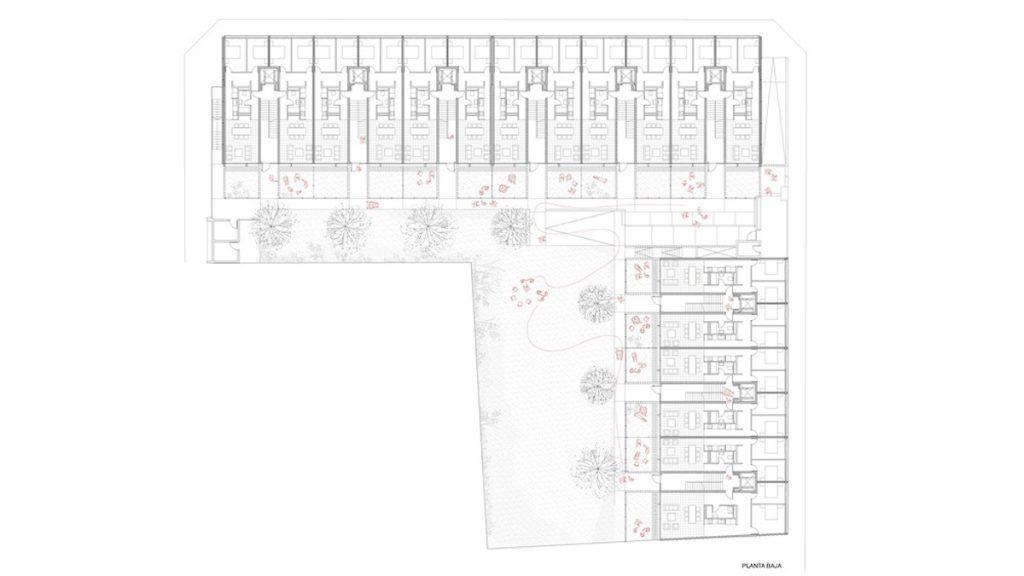 Bauplan, 54 HPP Inca, ozialer Wohnungbau, Mallorca, Fortuny – Alventosa Morell, Instituto Balear de la Vivienda (IBAVI)